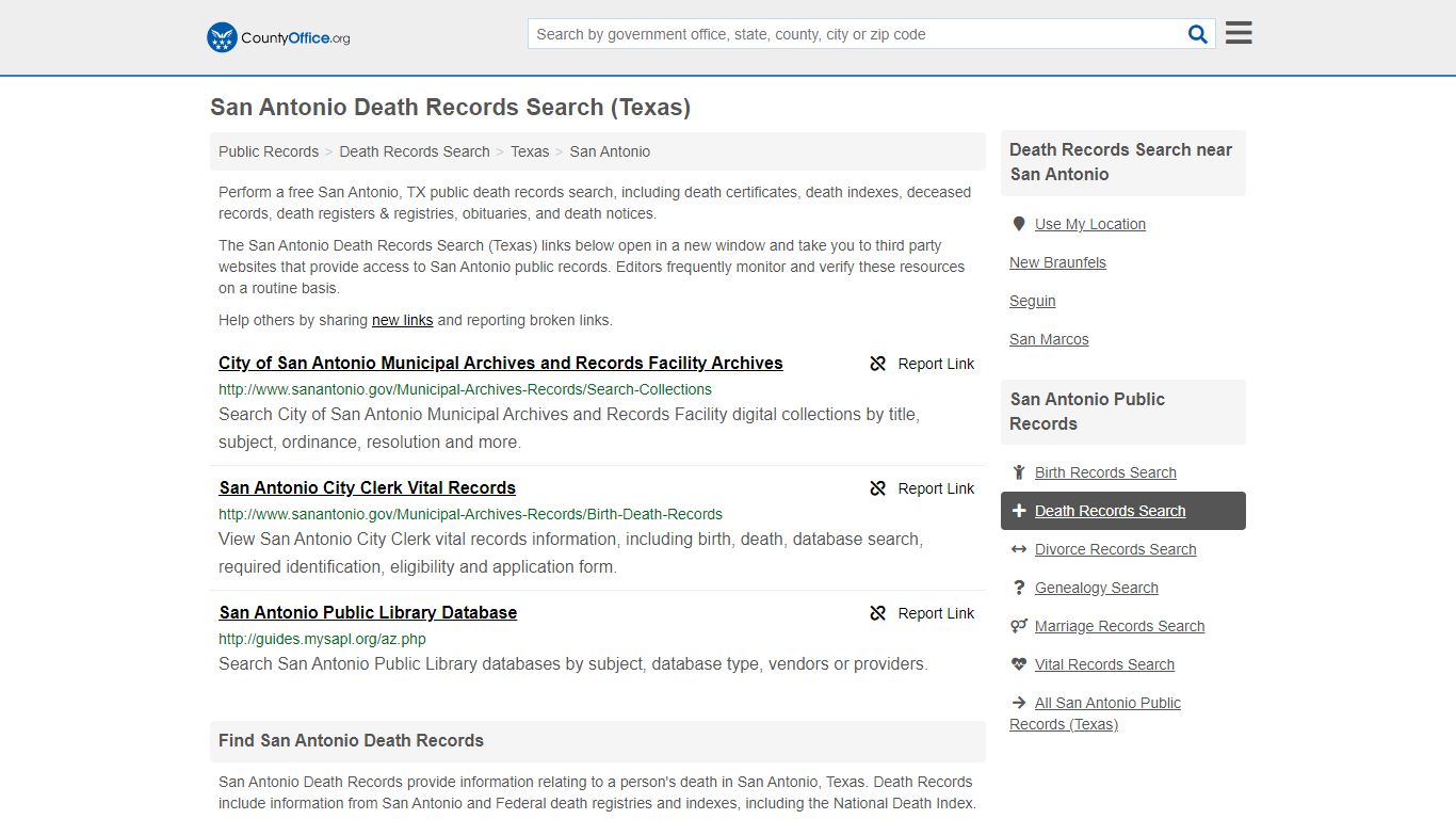 Death Records Search - San Antonio, TX (Death Certificates ...